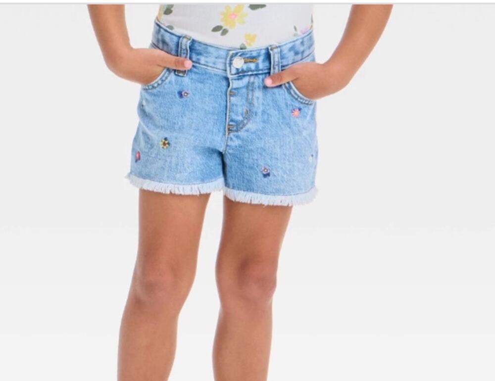 CAT + JACK |  GIRL'S |  DENIM SHORTS/ W EMBROIDERED FLORALS - NWT
